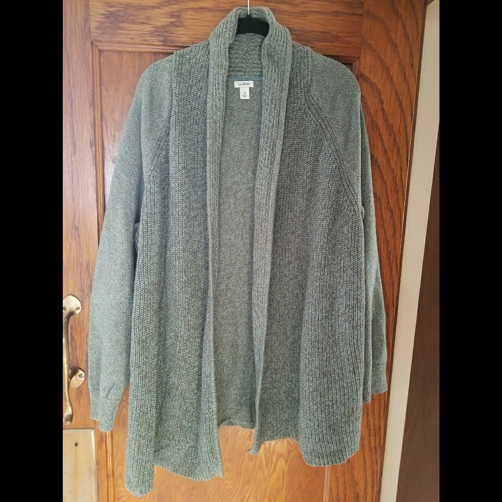 L.L. Bean 3X green open front cardigan sweater